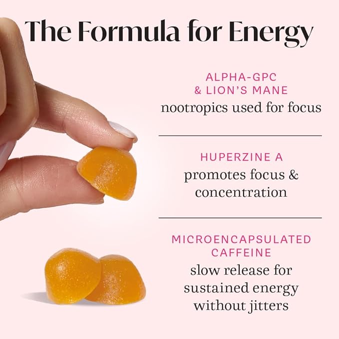 Winged Rise Up Gummies | Energy & Brain Boost Supplement | Natural Caffeine, Ashwagandha & B12 for Energy | Nootropics Alpha-GPC, Lion’s Mane & Huperzine A for Focus | Pineapple Flavor (90 Servings)