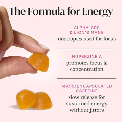 Winged Rise Up Gummies | Energy & Brain Boost Supplement | Natural Caffeine, Ashwagandha & B12 for Energy | Nootropics Alpha-GPC, Lion’s Mane & Huperzine A for Focus | Pineapple Flavor (90 Servings)