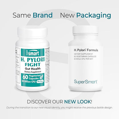 Supersmart H. Pylori Formula 20 Billion CFU per Day - Natural Probiotic Lactobacillus Reuteri DSM 17648 Supplement | Non-GMO & Gluten Free - 60 Vegetarian Capsules