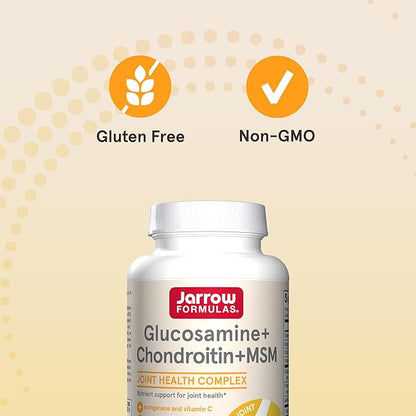 Jarrow Formulas® Glucosamine + Chondroitin + MSM Capsules, Joint Support Supplement with Vitamin C and Manganese, 30 Capsules, 120 Day Supply