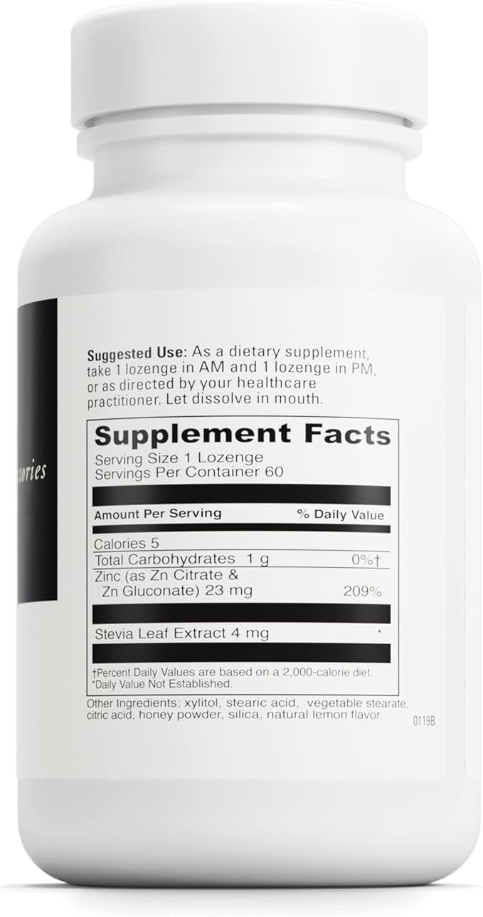 DaVinci Labs Zinc Lozenge - Dietary Supplement to Support Fertility, Immunity, Joint Health and Skin* - with 23 mg Zinc per Serving - Gluten-Free - Lemon Flavor - 60 Lozenges