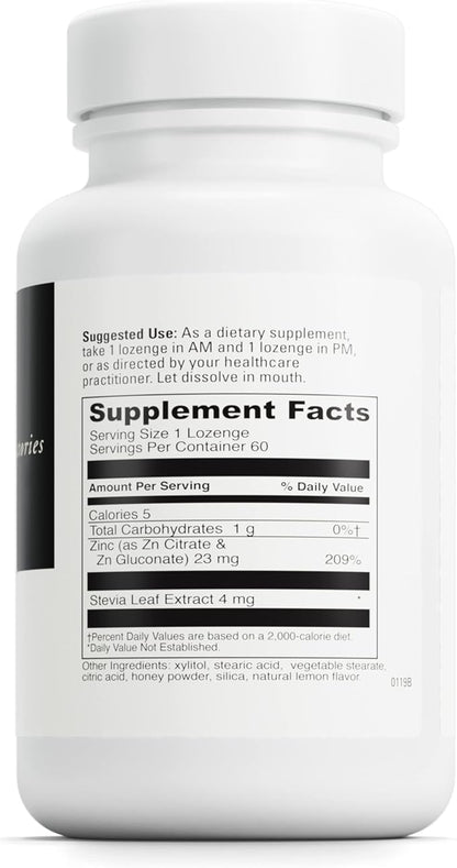 DaVinci Labs Zinc Lozenge - Dietary Supplement to Support Fertility, Immunity, Joint Health and Skin* - with 23 mg Zinc per Serving - Gluten-Free - Lemon Flavor - 60 Lozenges