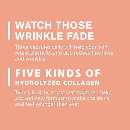 Multi Collagen Complex Supplement for Women & Men | Hydrolyzed Collagen Pills - Types I, II, III, V & X| for Healthy Hair, Nails, Skin, Bone & Joints | 90 Capsules