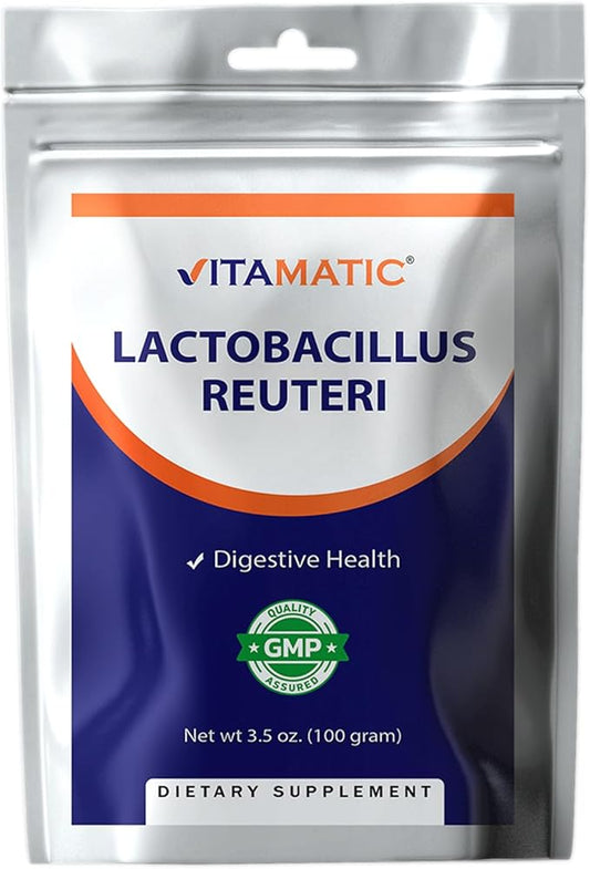 Vitamatic Lactobacillus Reuteri Probiotic Powder - Digestive Health Support - 100 Gram (3.5 OZ) - 100 Servings