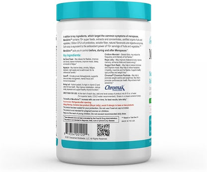 Greens First MenoSolve Plus Probiotics Powder - Natural Relief for Menopause Symptoms - Non-GMO/Dairy-Free/Soy-Free - with Red Clover Flower, Magnesium & Moringa Leaf (30 Servings)