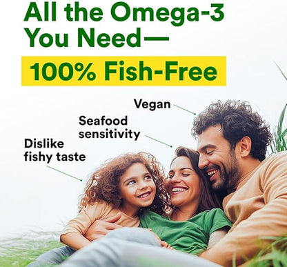 LABO Nutrition Vegan Omega 3 Algae Oil - Plant Based Fish Oil Alternative 750mg Omega-3 500mg DHA & 200mg EPA - Non-GMO & IAOS Certified - Heart, Brain, Eye, Immune, Joint Support 120 Softgels