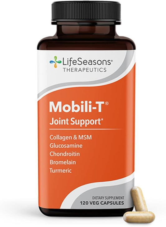 LifeSeasons Mobili-T - Joint Support Supplement - Reduce Inflammation & Aches - Increase Range of Motion - Rebuild Tissue & Cartilage - MSM Chondroitin Collagen Glucosamine & Turmeric - 120 Capsules