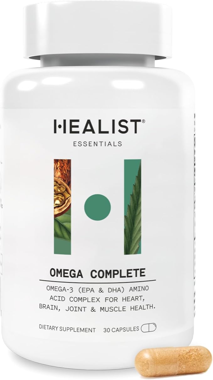 HEALIST Omega 3 - Omega DHA EPA Amino Acid Fish Oil for Heart, Brain, Eye, Cardiovascular, Skin, Muscles, Joint Health & Wellness, Gluten Free, 30 Capsules