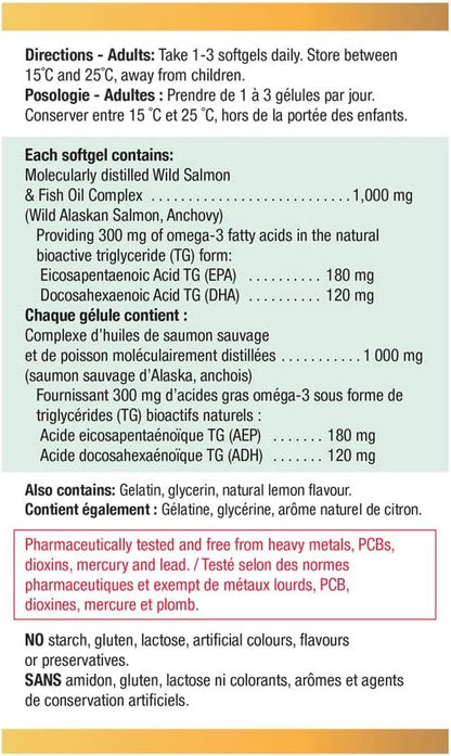 Jamieson No Fishy Aftertaste - Wild Salmon & Fish Oil 210 SoftGels