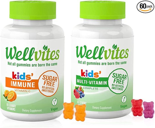 Kids Multivitamin & Immune Daily Gummies Bundle - Sugar Free, Vegan, Non-GMO – Vitamins for Kids – Vitamin C for Kids Immune Support - No Artificial Sweeteners – 60 Count