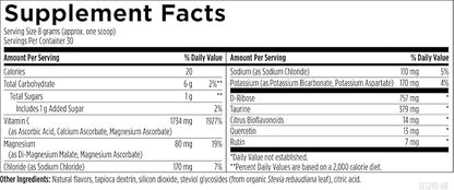 Designs for Health Electrolyte Synergy Powder - Hydration Support Drink Mix Powder Supplement with Vitamin C, D-Ribose + Antioxidants - Natural Lemon-Orange Flavor (30 Servings / 240g)