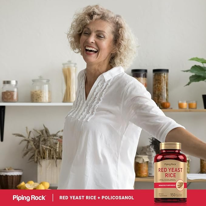 Piping Rock Red Yeast Rice 600 mg | 150 Capsules | with Policosanol | Non-GMO, Gluten Free Supplement