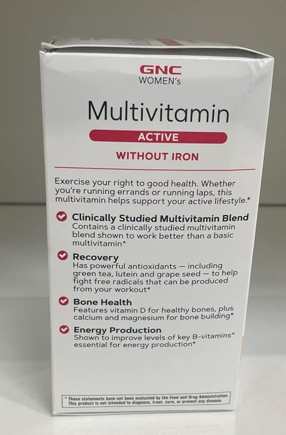 GNC Women's Multivitamin Active Without Iron |Supports an Active Lifestyle | 30+ Nutrient Formula | Promotes Bone & Joint Health, Helps Energy Production | 180 Caplets