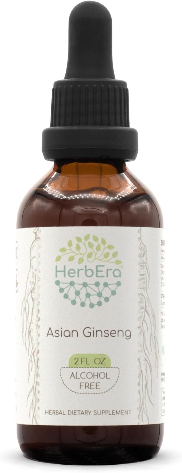 Asian Ginseng B60 Alcohol-Free Herbal Extract Tincture, Wildcrafted Korean Red Ginseng (Asian Ginseng, Panax Ginseng) Dried Root (2 fl oz)