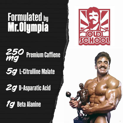 Old School Labs The Ultimate Two-Stage Pre Workout Supplement for Explosive Energy, Endurance, & Focus - Boost Workouts with Natural Ingredients: L-Citrulline Malate, Beta-Alanine, & Caffeine - 270g