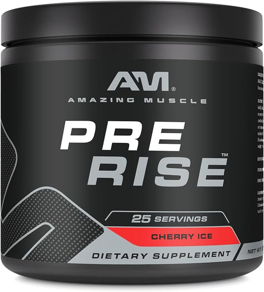 Pre Rise | Pre-Workout Powder Supplement with Caffeine & Beta-Alanine for Men & Women | 25 Servings (25 Servings, Cherry Ice)