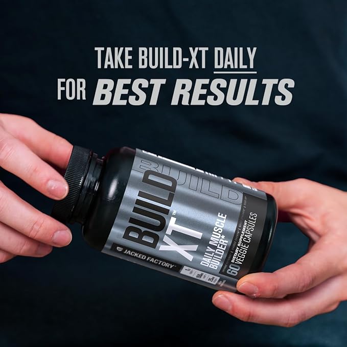 Jacked Factory Muscle Builder Supplement Stack - Build-XT Muscle Builder & N.O. XT Nitric Oxide Boosting Agent for Dual Support (30 Day Supply)