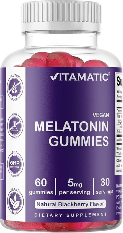 Vitamatic Magnesium Gummies & Melatonin Gummies Combo - 60 Count Each