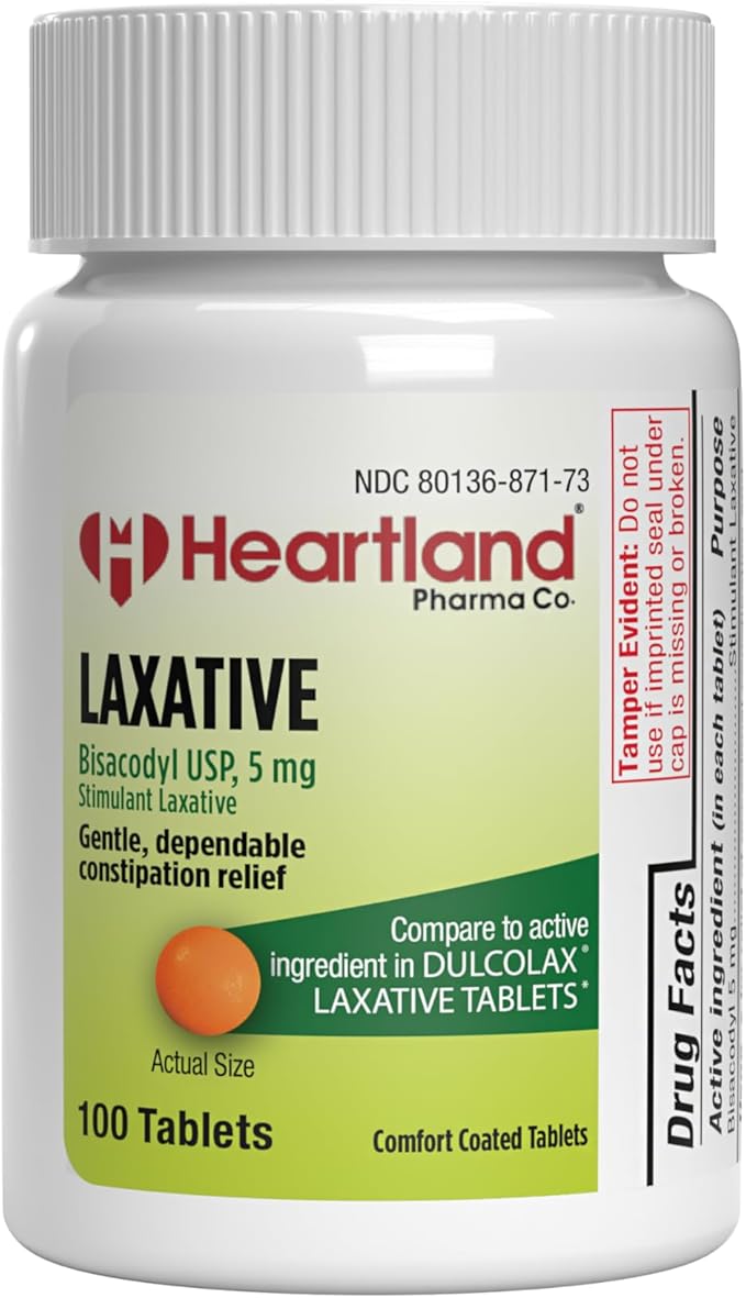 Bisacodyl 5mg | EC Overnight Relief Laxative Tablet | Constipation Relief Tablets |Digestive Relief Tablets | USA Manufactured | 100 Count