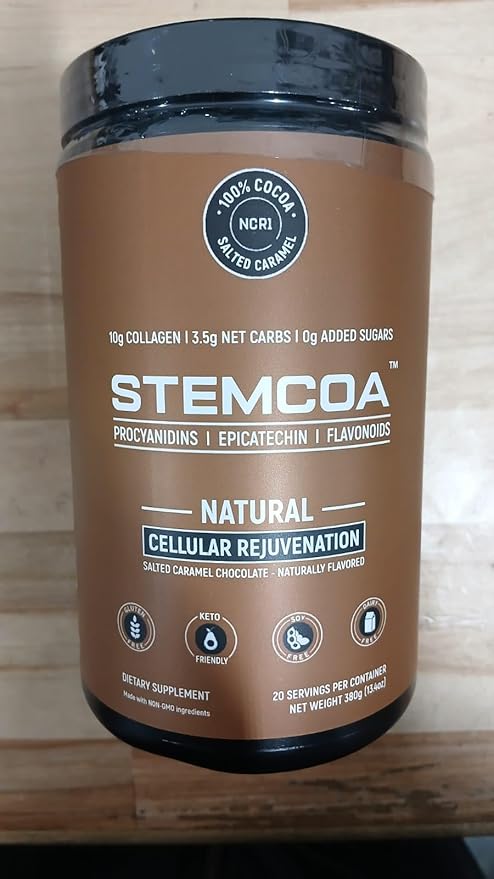 NCR1 - Natural Cellular Renewal & Rejuvenation, Salted Caramel Flavor, Hydrolyzed Bovine Collagen Powder with Cocoa & Resveratrol, Non-GMO, Gluten Free & Keto Diets