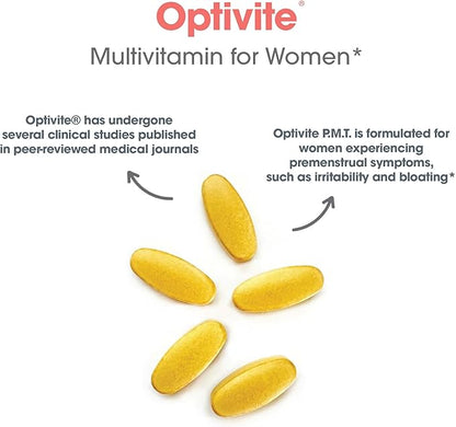 Optimox Optivite PMT Supplement - PMS Support for Women, Hormonal Balance, Womens Multivitamins, PMS Relief, Magnesium Supplement - 180 Count