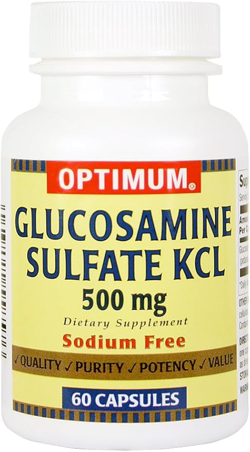 Optimum Glucosamine Sulfate KCL Capsules, 500 Mg, 60 Count
