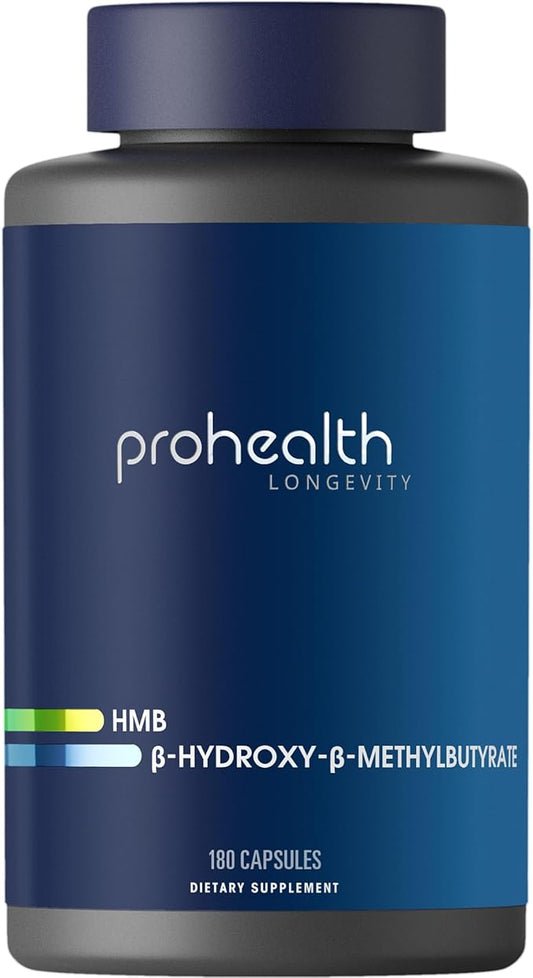 ProHealth HMB Supplement for Men & Women (Calcium β-Hydroxy- β-Methylbutyrate Monohydrate) 180 Capsules, Calcium HMB Supplements for Muscle Defense, Strength & Recovery