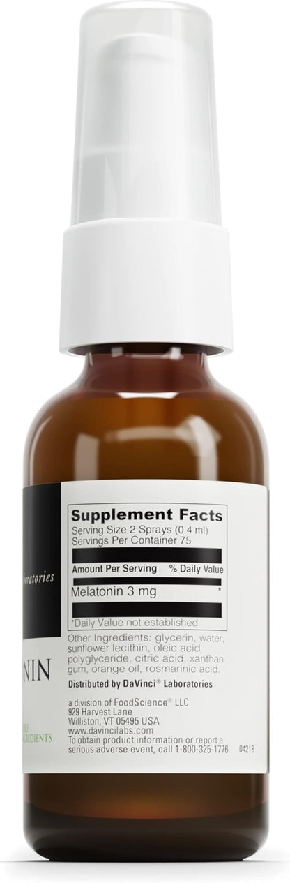 DAVINCI Labs Liposomal Melatonin Spray - Sleep Support Supplement - Bedtime Spray with 3mg Melatonin Per Serving, Fast-Acting Formula, Promotes Restful Sleep* - 30 mL