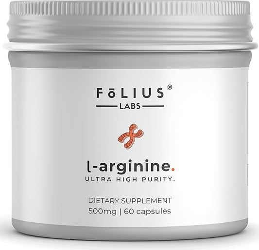 L-Arginine 1000mg Supplement for Men and Women - Supports Nitric Oxide Production - Supports Blood Circulation - Pre Workout Amino Acid Supplement (60 Capsules)