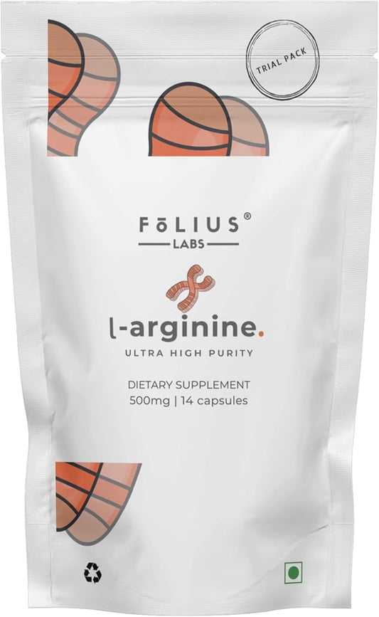 L-Arginine 1000mg Supplement for Men and Women - Supports Nitric Oxide Production - Supports Blood Circulation - Pre Workout Amino Acid Supplement (Trial Pack)
