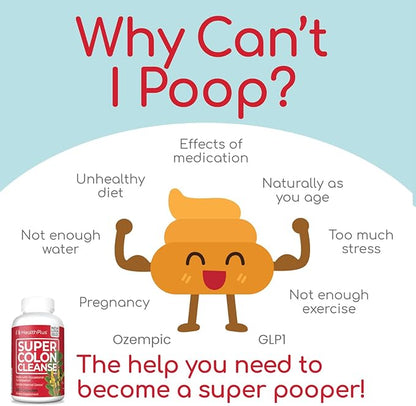 Health Plus Super Colon Cleanse 120 Day Supply of Gentle Gut Cleanse Detox, Psyllium Husk, Probiotics for Constipation Relief & Digestive Support, 480 Capsules