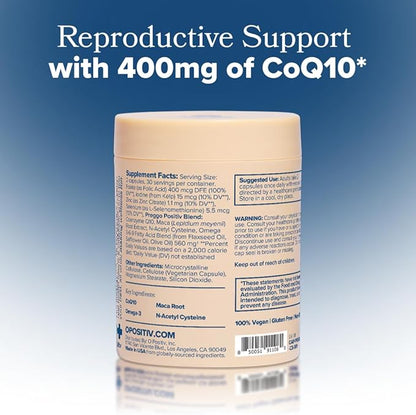 O Positiv Preggo Conception Support Capsules for Women - OBGYN-Formulated Pre Prenatal Vitamins with Clinically-Studied Ingredients - CoQ10, N-Acetyl Cystein - Female Sexual Health, 60 Ct (Pack of 1)