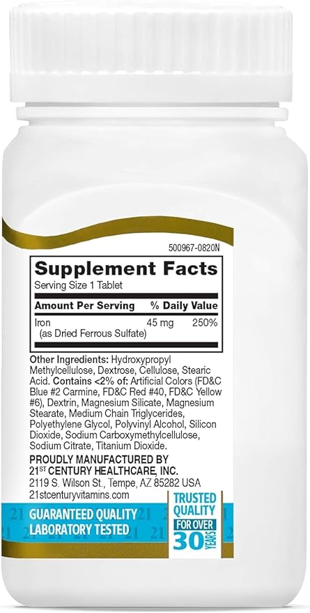 21st Century Slow Release Iron Tablets, 60 Count PACK OF 2 - Packaging May Vary