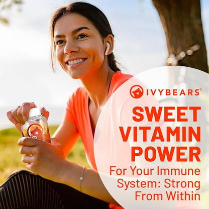 ﻿﻿Immune Support Gummies - Daily Immune Booster with 8 Essential Immune Nutrients - Vitamins B2, B6, B12, C, D2, E & Biotin - EU Certified Vegan Supplement - 60 Fruit-Flavored Gummies