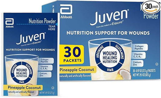 Juven Therapeutic Nutrition Drink Mix Powder for Wound Healing Support, Includes Collagen Protein, Pineapple Coconut, 30 Count
