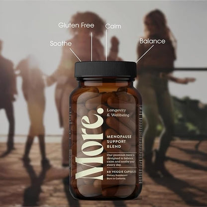More. Longevity & Wellbeing Menopause Support – Potent Extract-Based Formula for Night Sweats, hot Flashes, and Balance. Hormone Free. No fillers. Third-Party Tested. 60 Capsules.