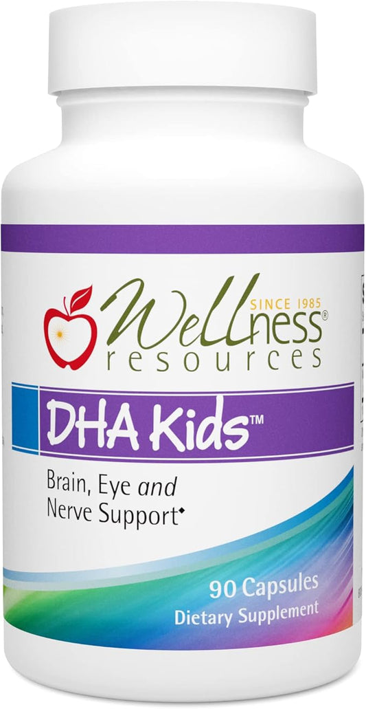 Wellness Resources DHA Kids - Sugar Free Omega 3 for Children - Mercury-Free Fish Oil - Brain Health Supplement & Immunity Supplement - Eye and Nerve Support - 90 Softgel Capsules Omega 3