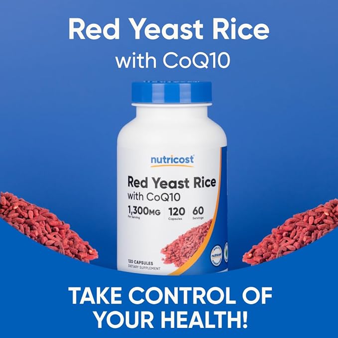 Nutricost Red Yeast Rice with CoQ10 1300mg, 120 Capsules, 60 Servings - Non-GMO, Gluten Free