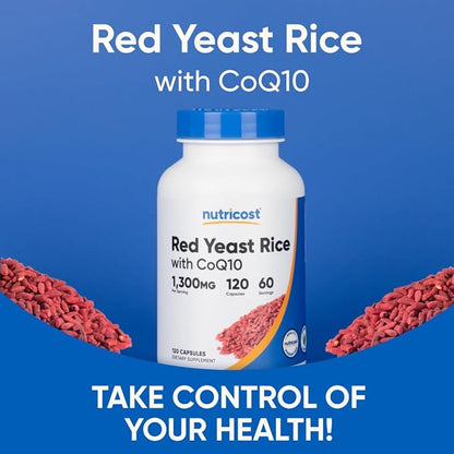 Nutricost Red Yeast Rice with CoQ10 1300mg, 120 Capsules, 60 Servings - Non-GMO, Gluten Free