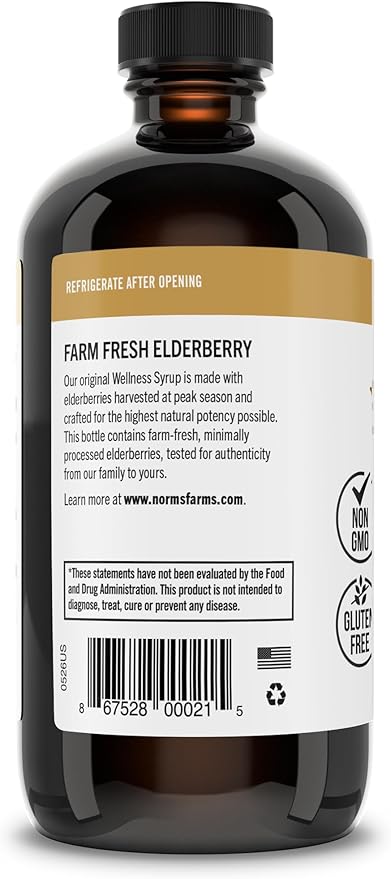 Norm's Farms Elderberry Extract & Wellness Syrup Bundle 2 PK - Immune Support Elderberry Syrup for Kids & Adults - Made in USA, Pure, Potent, Natural Ingredients, Vegan, Gluten-Free, Non-GMO - 8 Oz