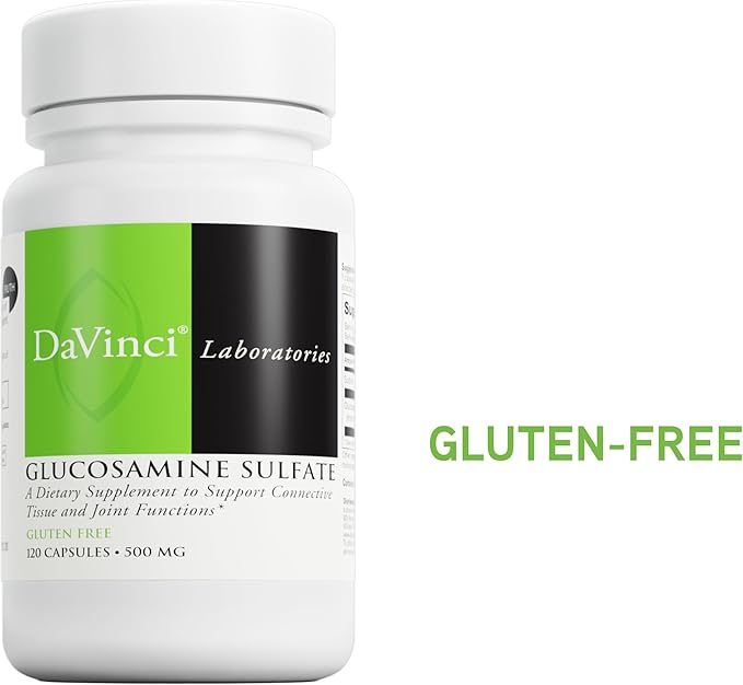 DAVINCI Labs Glucosamine Sulfate - A Dietary Supplement to Support Connective Tissue and Joint Functions - Gluten-Free - 500 mg - 120 Capsules