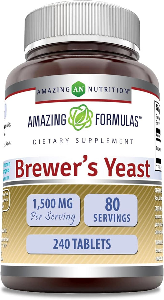 Amazing Formulas Brewers Yeast 1500mg Per Serving 240 Tablets Supplement | Non-GMO | Gluten Free | Made in USA