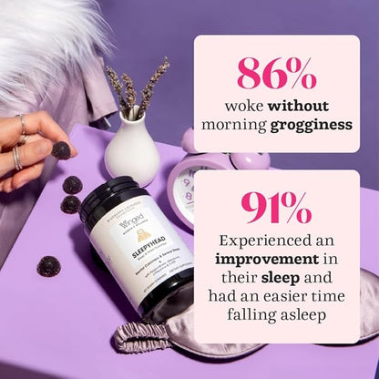 Winged Sleepyhead Gummies | Non-Habit Forming Natural Sleep Supplement | 8 Powerful Nutrients with Melatonin, L-Theanine, 5-HTP, Passionflower & Lemon Balm | Blueberry Lavender Flavor (90 Servings)