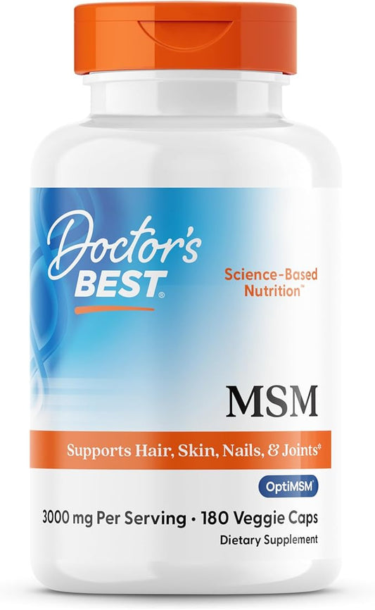 Doctors BEST MSM, Supports Hair, Skin, Nails, & Joints, Non-GMO, Gluten Free, Vegan 180 Veggie Caps