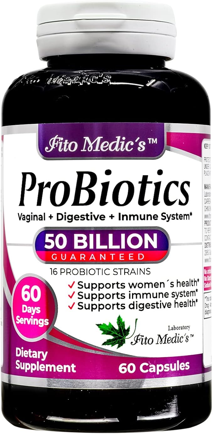 FITO MEDIC'S Lab - Probiotics for Women - 50 Billion CFU of- probiotics- 60 Days Servings s -probiotics for Digestive Health- 16 - probiotic - Blend. Promotes Digestive Balance.