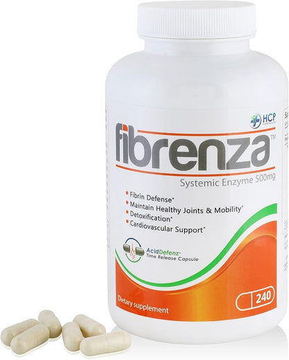 Fibrenza - Systemic Enzyme Complex with Fibrinolytic & Proteolytic Enzymes - Dietary Supplement - 240 Caps