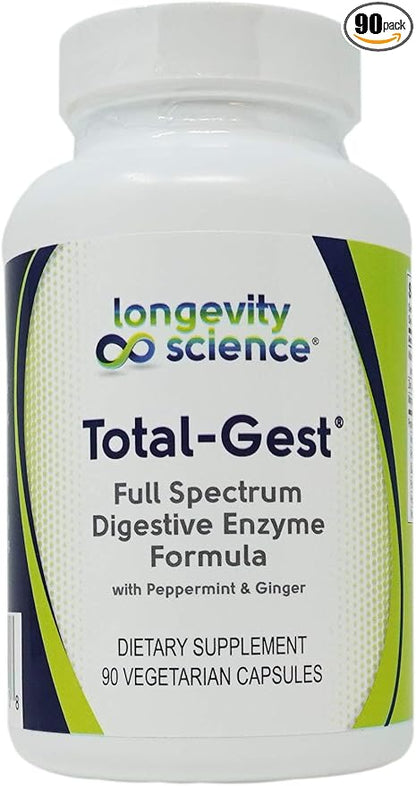 Science: Total Gest Full Spectrum Digestive Enzyme Formula 90 Vegetarian Capsules