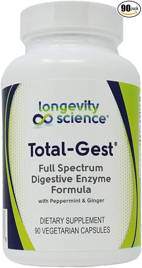 Science: Total Gest Full Spectrum Digestive Enzyme Formula 90 Vegetarian Capsules