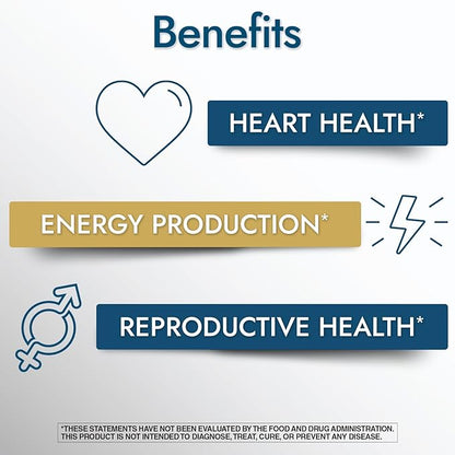Nature's Wonder CoQ10 Supplement - CoQ10 200mg Softgels to Support Heart Health, Cardiovascular Function, and Cellular Energy Production, 120 Softgels, 120 Days Supply