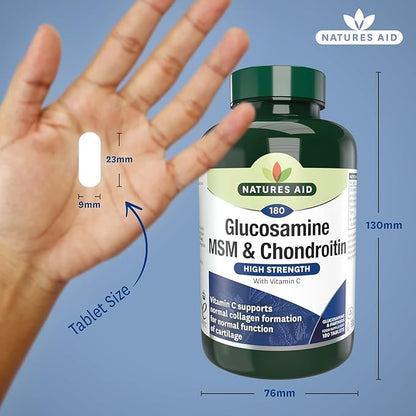 Nature's Aid Glucosamine 500mg, MSM 500mg + Chondroitin 100mg 180 Tablets